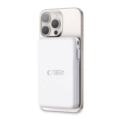 Tech-Protect LifeMag PB31 Power Bank with MagSafe 10000mAh 15W USB-C / USB-A / Built-in USB-C / Lightning Cables - White_8