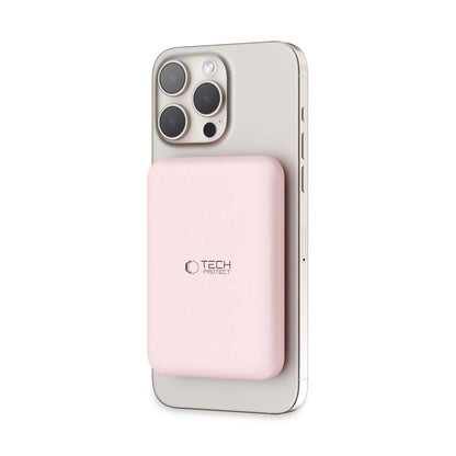 Tech-Protect LifeMag PB10 Powerbank with MagSafe 5000mAh 15W USB-C port - pink + USB-C cable_1