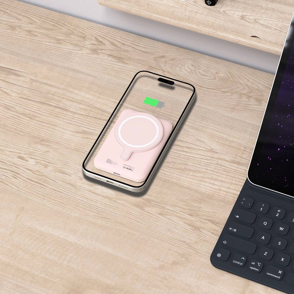 Tech-Protect LifeMag PB10 Powerbank with MagSafe 5000mAh 15W USB-C port - pink + USB-C cable_6