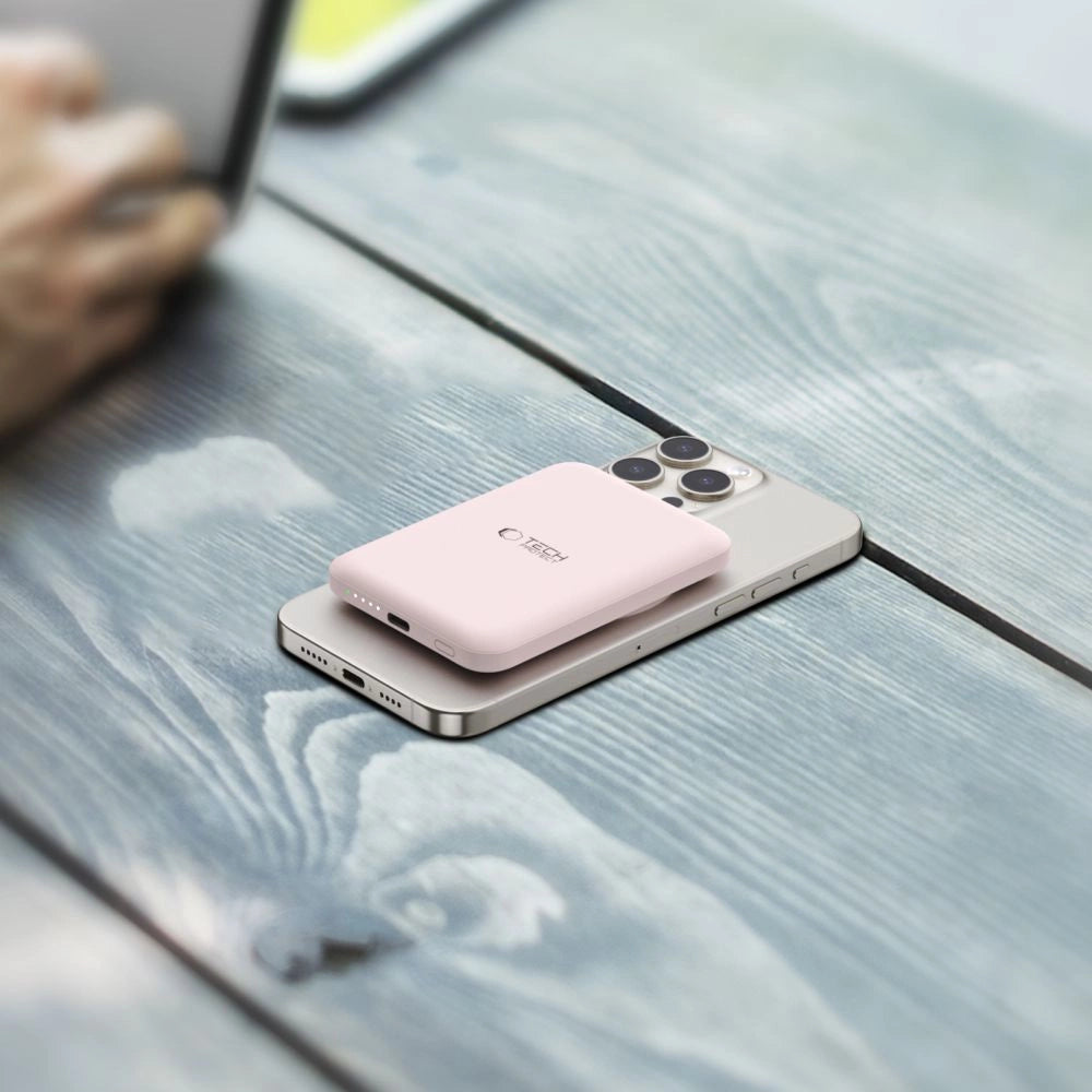 Tech-Protect LifeMag PB10 Powerbank with MagSafe 5000mAh 15W USB-C port - pink + USB-C cable_8
