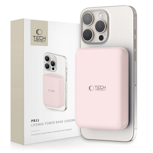 Tech-Protect LifeMag PB11 Powerbank with MagSafe 10000mAh 15W USB-C port - pink + USB-C cable_0