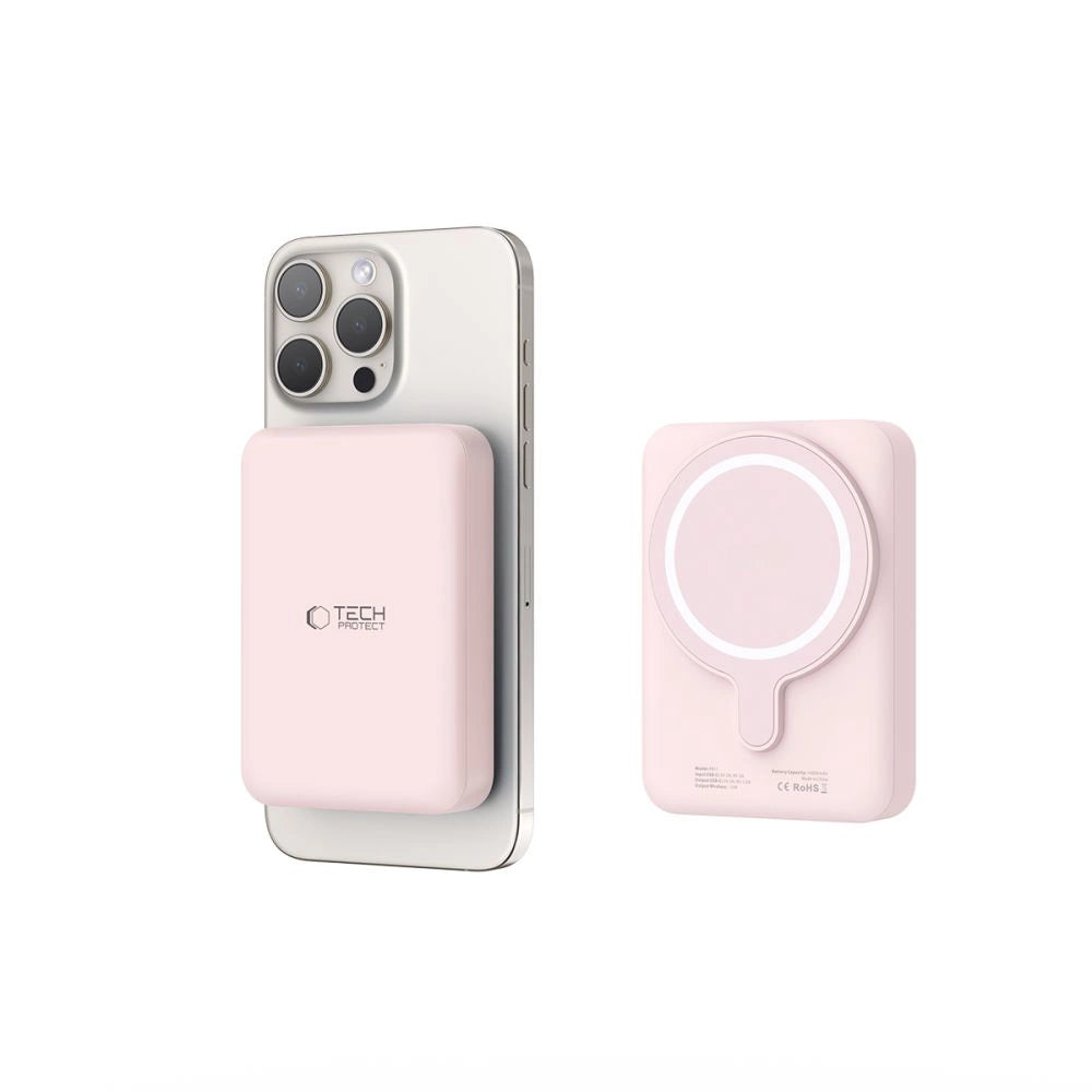 Tech-Protect LifeMag PB11 Powerbank with MagSafe 10000mAh 15W USB-C port - pink + USB-C cable_4