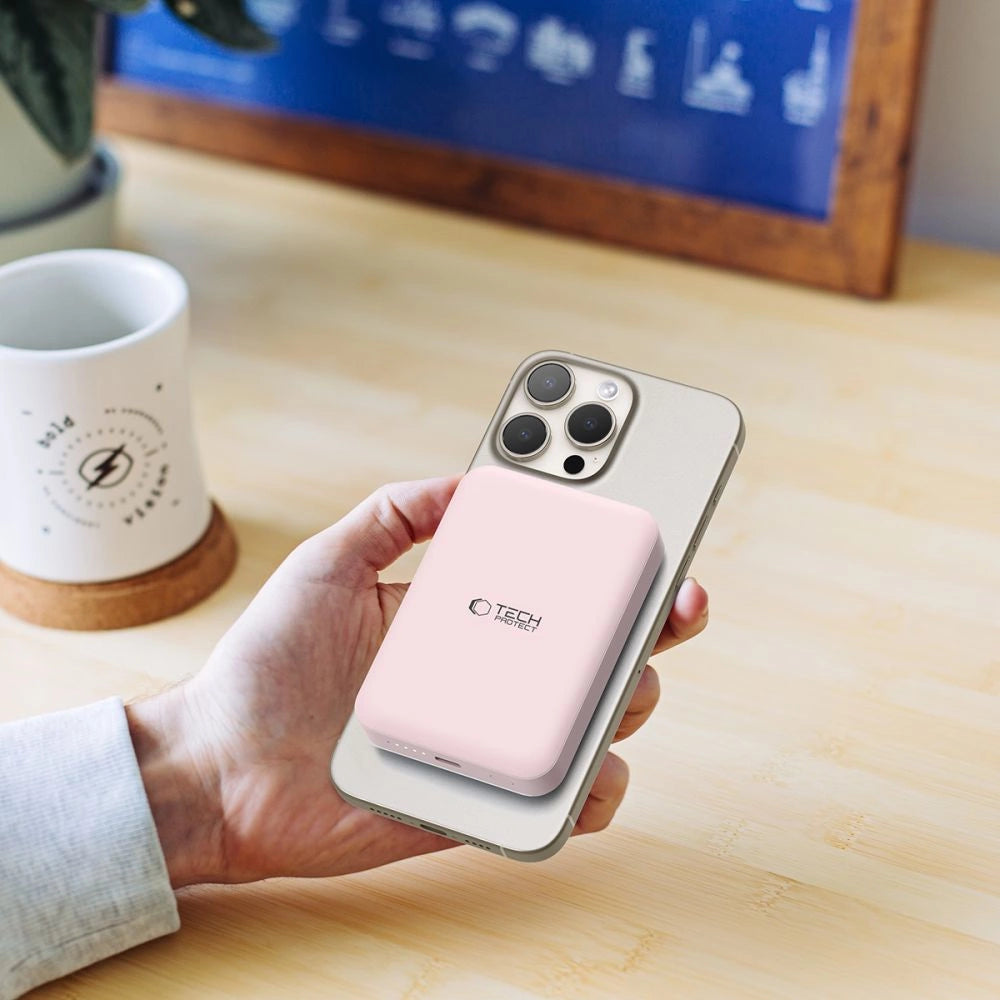 Tech-Protect LifeMag PB11 Powerbank with MagSafe 10000mAh 15W USB-C port - pink + USB-C cable_7