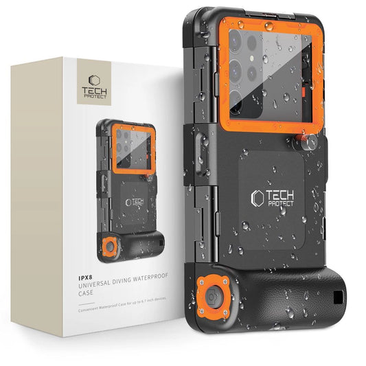 Tech-Protect Waterproof Case IPX8 for 4.7-6.7" Smartphones - Black and Orange_0