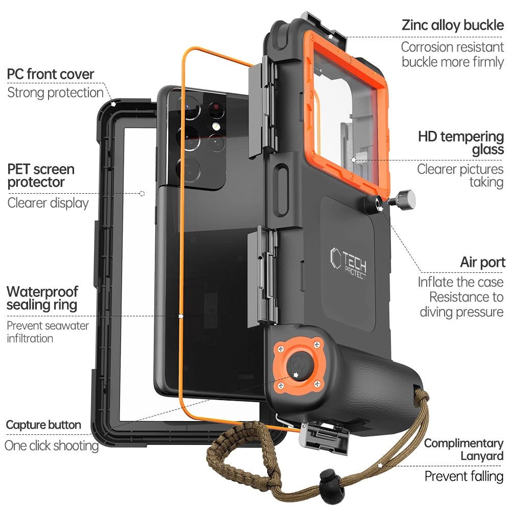 Tech-Protect Waterproof Case IPX8 for 4.7-6.7" Smartphones - Black and Orange_3