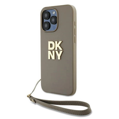 DKNY Wrist Strap Stock Logo case for iPhone 15 Pro - beige_0