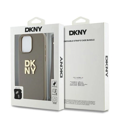 DKNY Wrist Strap Stock Logo case for iPhone 15 Pro - beige_6
