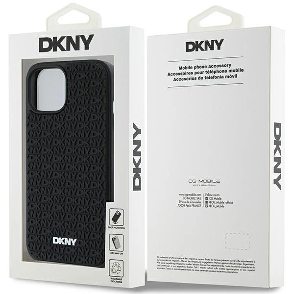 DKNY 3D Rubber Repeat Pattern case for iPhone 15 Plus - black_7