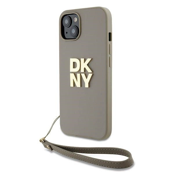 DKNY Wrist Strap Stock Logo case for iPhone 15 Plus - beige_0