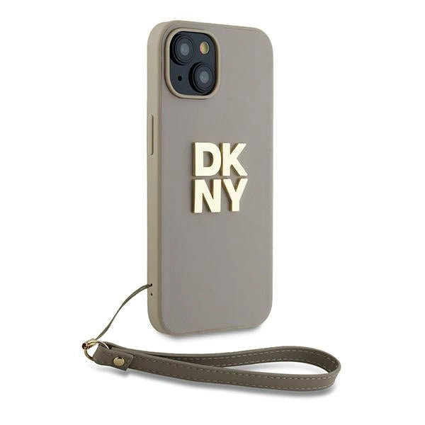 DKNY Wrist Strap Stock Logo case for iPhone 15 Plus - beige_2
