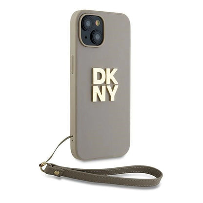 DKNY Wrist Strap Stock Logo case for iPhone 15 Plus - beige_2