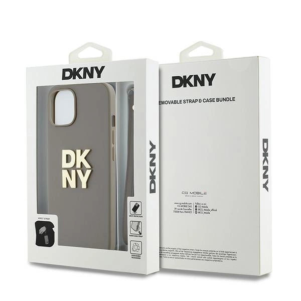 DKNY Wrist Strap Stock Logo case for iPhone 15 Plus - beige_6