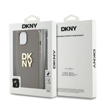 DKNY Wrist Strap Stock Logo case for iPhone 15 Plus - beige_6