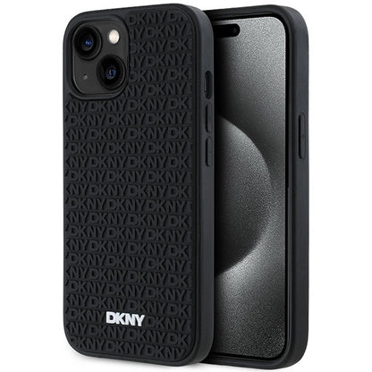 DKNY 3D Rubber Repeat Pattern case for iPhone 15/14/13 - black_0