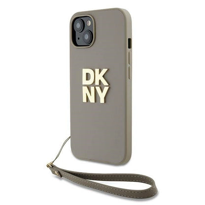 DKNY Wrist Strap Stock Logo case for iPhone 15 / 14 / 13 - beige_0