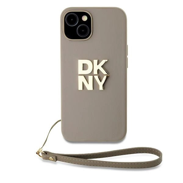 DKNY Wrist Strap Stock Logo case for iPhone 15 / 14 / 13 - beige_1