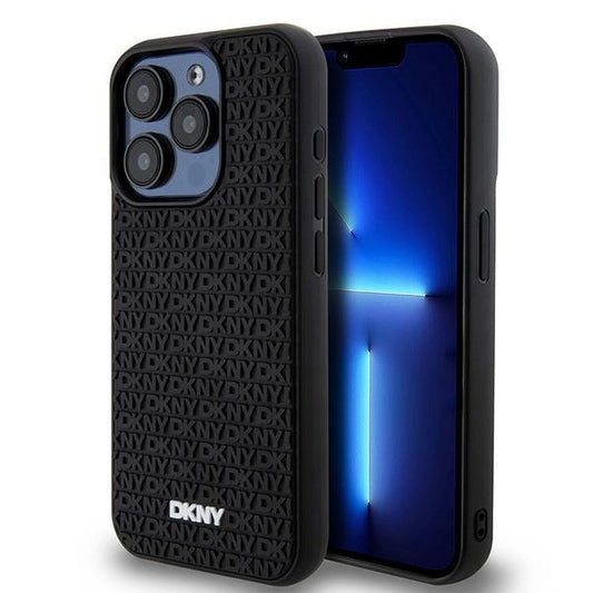 DKNY 3D Rubber Repeat Pattern case for iPhone 15 Pro Max - black_0