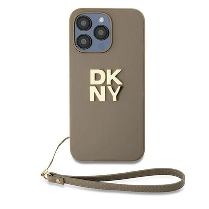 DKNY Wrist Strap Stock Logo case for iPhone 15 Pro Max - beige_1