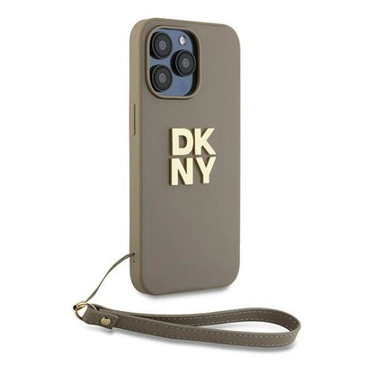 DKNY Wrist Strap Stock Logo case for iPhone 15 Pro Max - beige_2