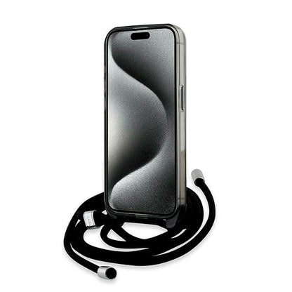 Karl Lagerfeld IML Crossbody Monogram Karl &amp; Choupette Head MagSafe Case for iPhone 15 Pro - Black_3