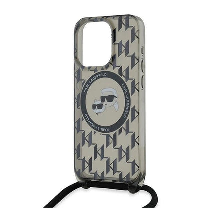 Karl Lagerfeld IML Crossbody Monogram Karl &amp; Choupette Head MagSafe Case for iPhone 15 Pro - Black_4