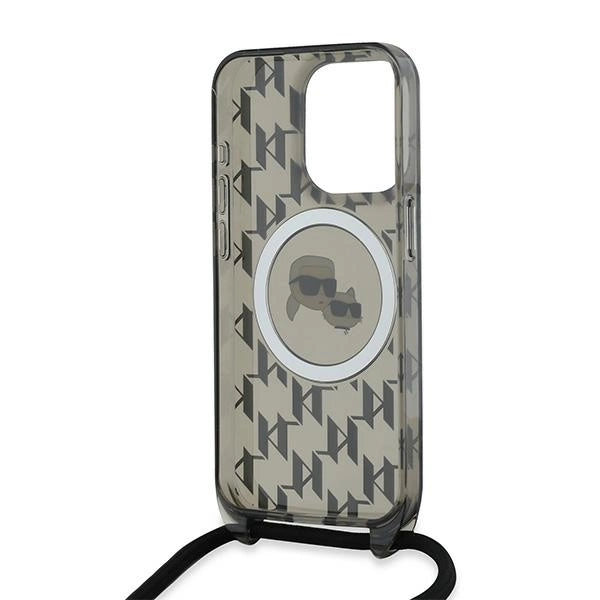 Karl Lagerfeld IML Crossbody Monogram Karl &amp; Choupette Head MagSafe Case for iPhone 15 Pro - Black_5
