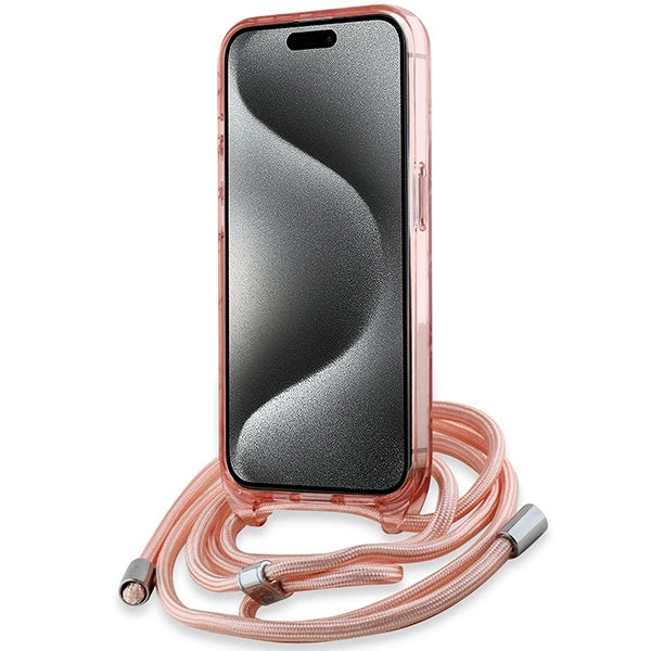 Karl Lagerfeld IML Crossbody Monogram Karl &amp; Choupette Head MagSafe case for iPhone 15 Pro - pink_3