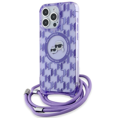 Karl Lagerfeld IML Crossbody Monogram Karl &amp; Choupette Head MagSafe case for iPhone 15 Pro - purple_0