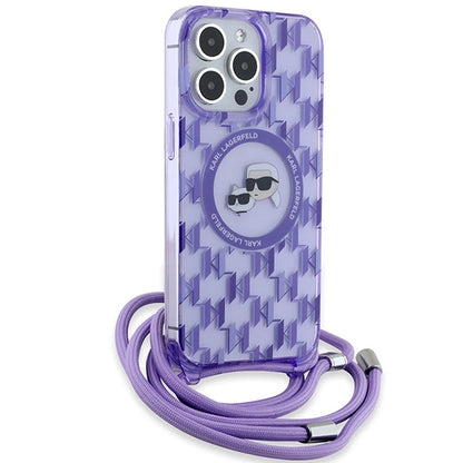 Karl Lagerfeld IML Crossbody Monogram Karl &amp; Choupette Head MagSafe case for iPhone 15 Pro - purple_2