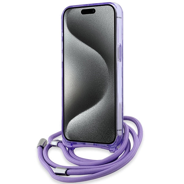 Karl Lagerfeld IML Crossbody Monogram Karl &amp; Choupette Head MagSafe case for iPhone 15 Pro - purple_3