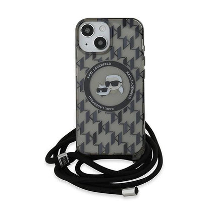 Karl Lagerfeld IML Crossbody Monogram Karl &amp; Choupette Head MagSafe Case for iPhone 15 / 14 / 13 - Black_1