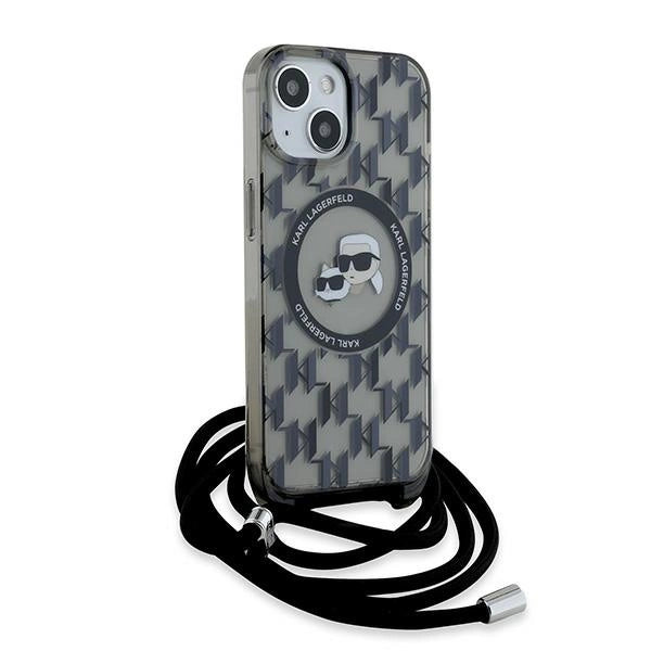 Karl Lagerfeld IML Crossbody Monogram Karl &amp; Choupette Head MagSafe Case for iPhone 15 / 14 / 13 - Black_2