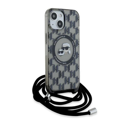 Karl Lagerfeld IML Crossbody Monogram Karl &amp; Choupette Head MagSafe Case for iPhone 15 / 14 / 13 - Black_2