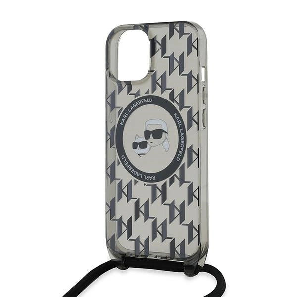 Karl Lagerfeld IML Crossbody Monogram Karl &amp; Choupette Head MagSafe Case for iPhone 15 / 14 / 13 - Black_4