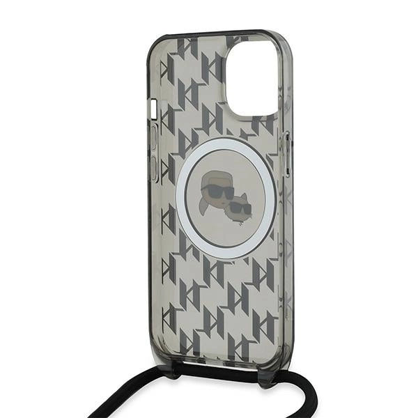 Karl Lagerfeld IML Crossbody Monogram Karl &amp; Choupette Head MagSafe Case for iPhone 15 / 14 / 13 - Black_5
