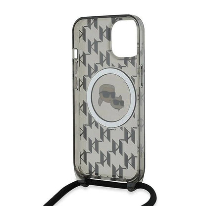 Karl Lagerfeld IML Crossbody Monogram Karl &amp; Choupette Head MagSafe Case for iPhone 15 / 14 / 13 - Black_5