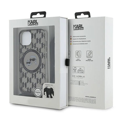 Karl Lagerfeld IML Crossbody Monogram Karl &amp; Choupette Head MagSafe Case for iPhone 15 / 14 / 13 - Black_6