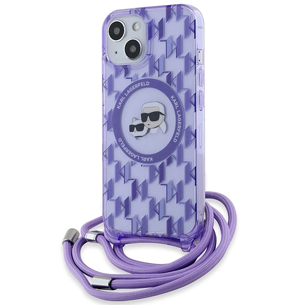 Karl Lagerfeld IML Crossbody Monogram Karl &amp; Choupette Head MagSafe case for iPhone 15 / 14 / 13 - purple_0