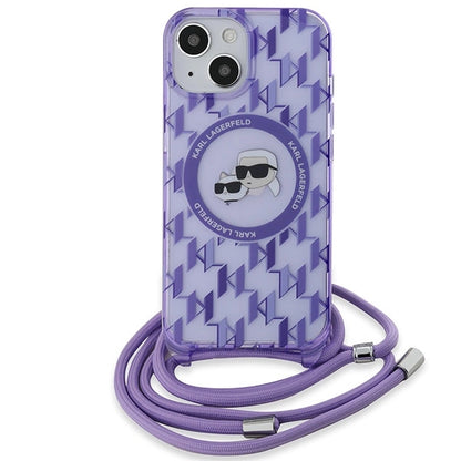 Karl Lagerfeld IML Crossbody Monogram Karl &amp; Choupette Head MagSafe case for iPhone 15 / 14 / 13 - purple_1