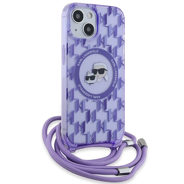 Karl Lagerfeld IML Crossbody Monogram Karl &amp; Choupette Head MagSafe case for iPhone 15 / 14 / 13 - purple_2