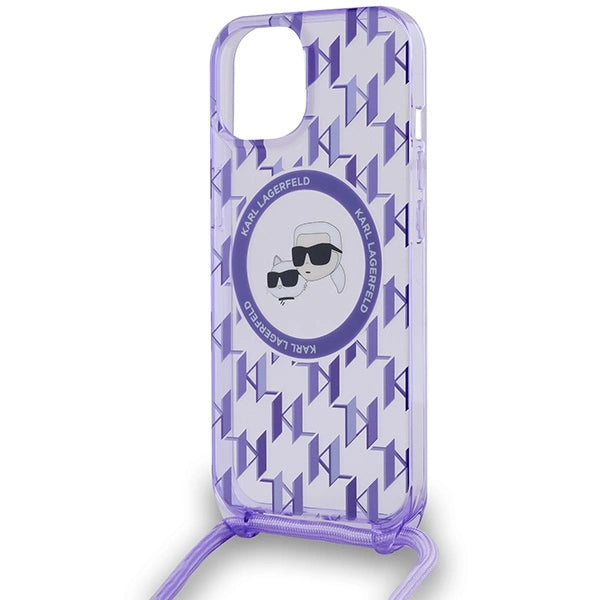 Karl Lagerfeld IML Crossbody Monogram Karl &amp; Choupette Head MagSafe case for iPhone 15 / 14 / 13 - purple_4