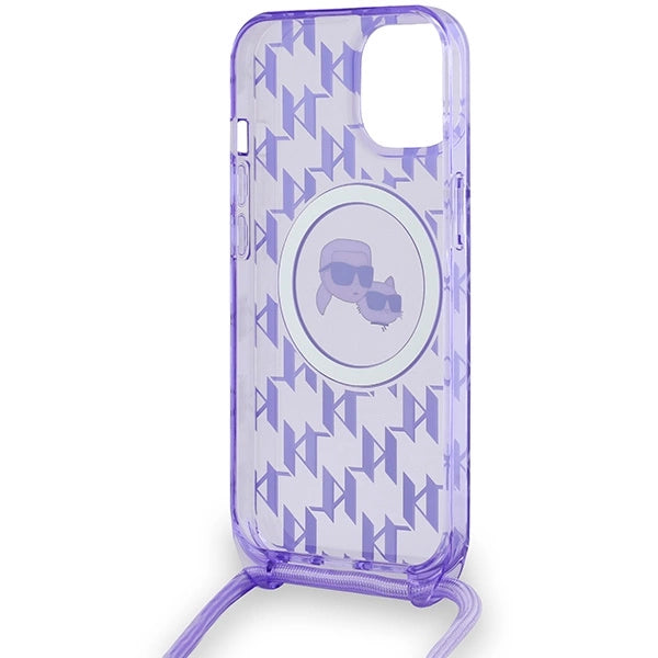 Karl Lagerfeld IML Crossbody Monogram Karl &amp; Choupette Head MagSafe case for iPhone 15 / 14 / 13 - purple_5
