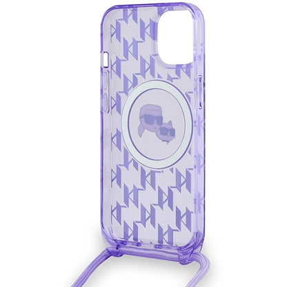 Karl Lagerfeld IML Crossbody Monogram Karl &amp; Choupette Head MagSafe case for iPhone 15 / 14 / 13 - purple_5