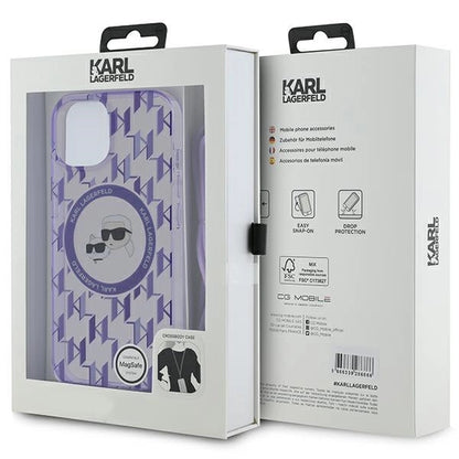 Karl Lagerfeld IML Crossbody Monogram Karl &amp; Choupette Head MagSafe case for iPhone 15 / 14 / 13 - purple_6