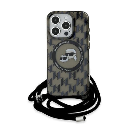 Karl Lagerfeld IML Crossbody Monogram Karl &amp; Choupette Head MagSafe Case for iPhone 15 Pro Max - Black_1