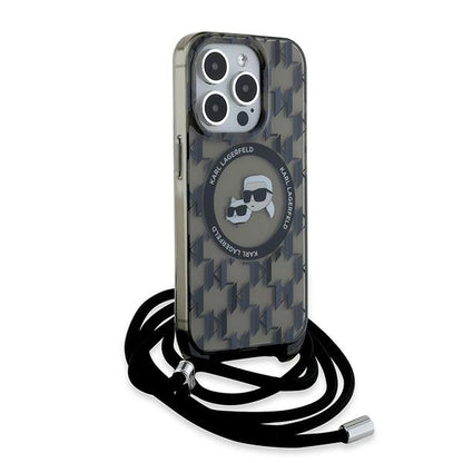 Karl Lagerfeld IML Crossbody Monogram Karl &amp; Choupette Head MagSafe Case for iPhone 15 Pro Max - Black_2