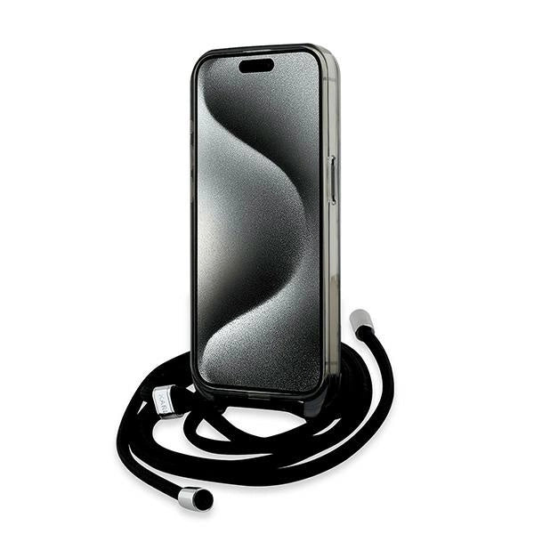 Karl Lagerfeld IML Crossbody Monogram Karl &amp; Choupette Head MagSafe Case for iPhone 15 Pro Max - Black_3
