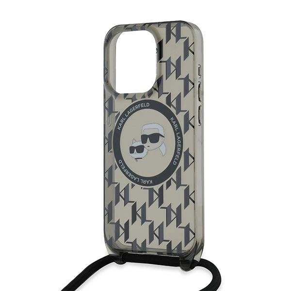 Karl Lagerfeld IML Crossbody Monogram Karl &amp; Choupette Head MagSafe Case for iPhone 15 Pro Max - Black_4