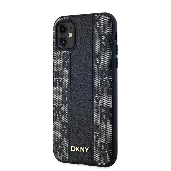 DKNY Leather Checkered Mono Pattern MagSafe Case for iPhone 11 / Xr - Black_1