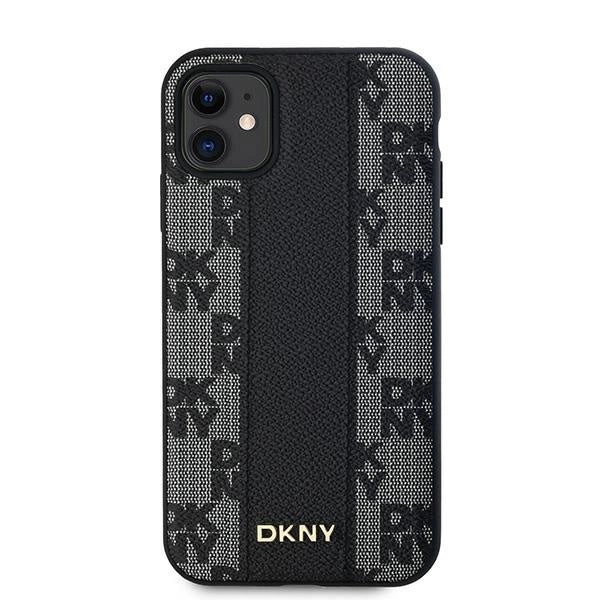 DKNY Leather Checkered Mono Pattern MagSafe Case for iPhone 11 / Xr - Black_2